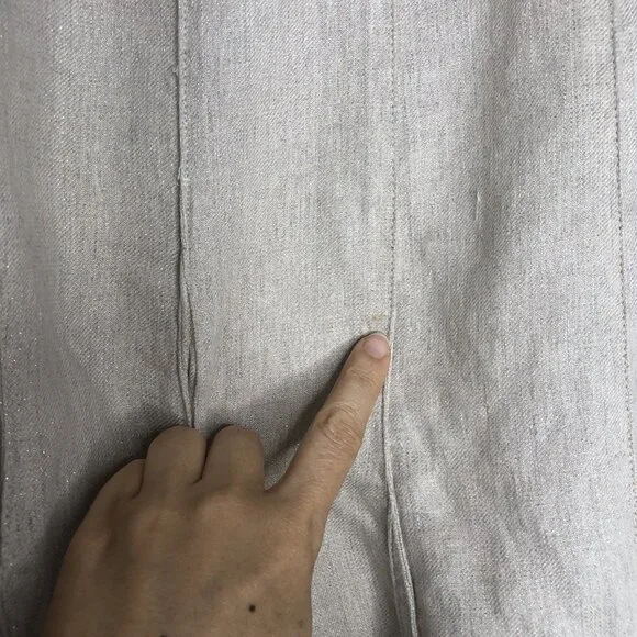 J Jill Fit & Flare Linen Maxi Skirt Size 12 Beige Metallic Travel Boho Romantic - Picture 8 of 13